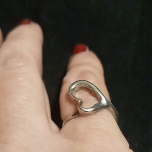 Stylish Silver Heart Design Ring Cuff ring size 7